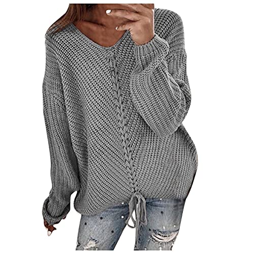 DKLOVIFU Oversize Pullover Damen Langer Pullover Damen Basic Pullover Damen Pullover Beige Damenpullover Pullover Senioren Damen Pullover mit Stehkragen Damen von DKLOVIFU