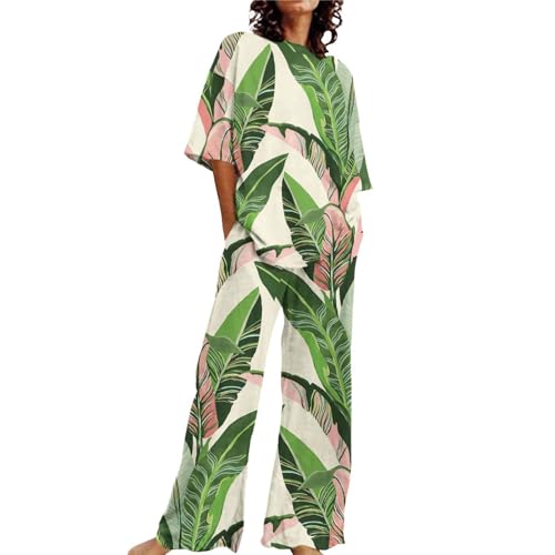 DKLOVIFU Pyjama Damen Lang Baumwolle Zweiteiler Damen Sommer Satin Schlafanzug Damen Schlafanzug Sommer Damen Schlafanzug Winter Damen Pyjama Damen Süß Sale Angebote von DKLOVIFU