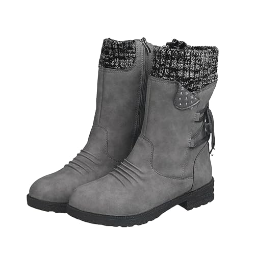 DKLOVIFU Reitstiefeletten Damen Stiefeletten Gefüttert Damen Stiefel Braun Damen Samt Stiefeletten Damen Boots Winter Damen Stiefeletten Spitz Damen Damen Stiefeletten In Blau von DKLOVIFU