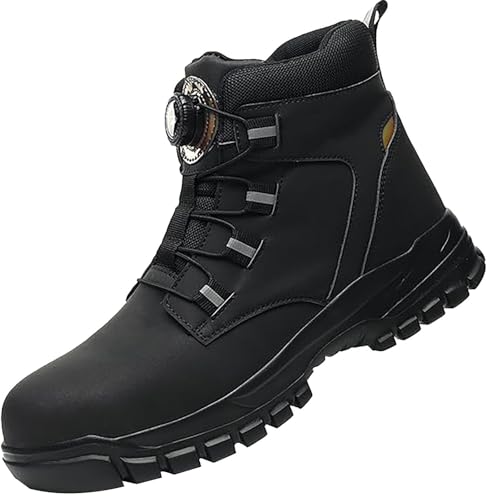 DKLOVIFU Sicherheitsschuhe Herren S3 Militär Schuhe Arbeitsschuhe S2 Herren Security Schuhe Arbeitsstiefel Herren Wasserdicht Schuhe Winter Herren Warm Arbeitsschuhe S3 Ohne Schnürsenkel von DKLOVIFU