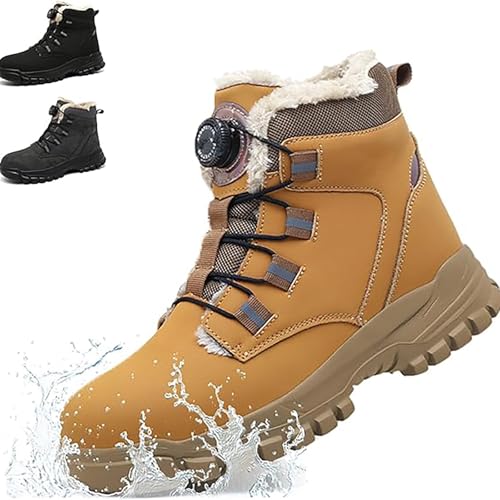 DKLOVIFU Sicherheitsschuhe S3 Winter Schuhe Arbeitsschuhe Damen Wasserdicht Herren Regenschuhe Herren Winter Stiefel Sicherheitsschuhe Herren mit Klettverschluss Sicherheitsschuh Leicht von DKLOVIFU
