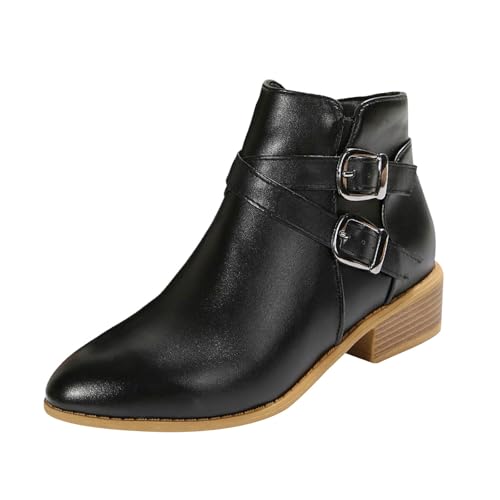 DKLOVIFU Slouchy Boots Roman Retro Kurze Lederstiefel Weiblich 2025 Große Größe Mit Spitzen Und Stiefel Weiblich Mit Absatz von DKLOVIFU