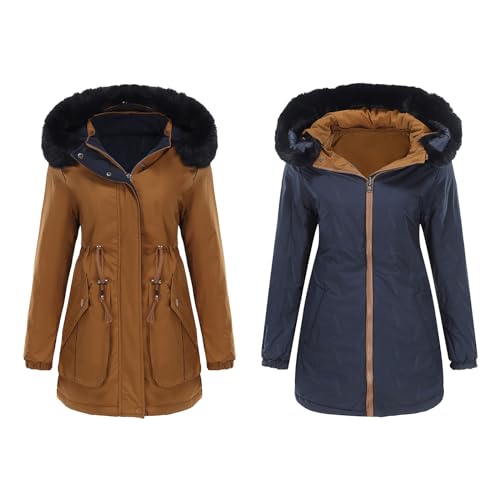 DKLOVIFU Softshelljacke für Damen Steppjacke Damen Leicht Anorak Damen Winter Winterjacke Damen Lang Wasserdicht Damen Weste Sommer Leicht 3In1 Jacke Damen Lang Bomberjacke für Damen von DKLOVIFU