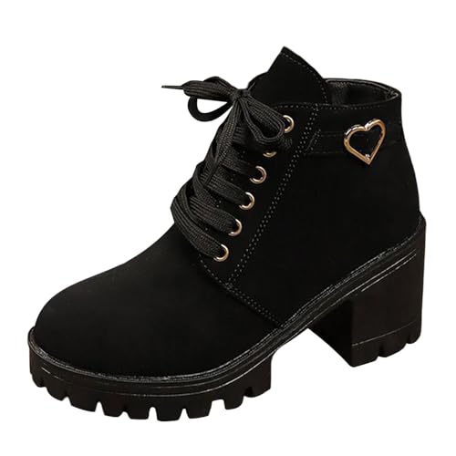 DKLOVIFU Stiefel Damen Casual Langschaft Boots Winterschuhe, Schwarze Stiefeletten mit Dickem Absatz für Erwachsene für Damen von DKLOVIFU