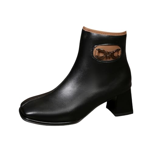 DKLOVIFU Stiefeletten Damen Halbstiefel Runde Schlupfschuhe Niederung Stiefel Herbst Winter Combat Boots von DKLOVIFU