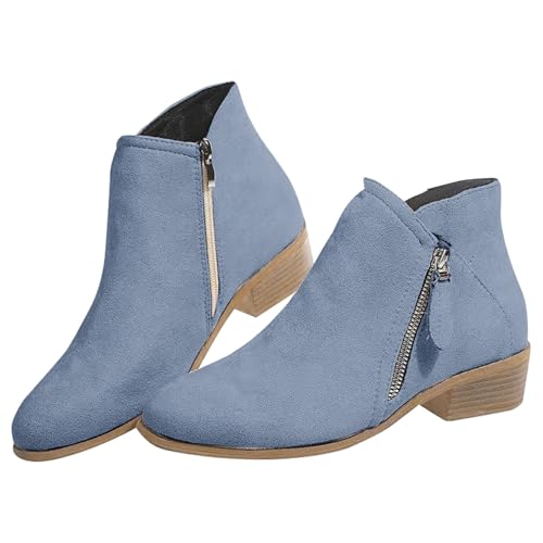 DKLOVIFU Stiefeletten Damen Mit Absatz Boots Braun Damen Blaue Damen Stiefeletten Damen Schnürstiefel Schwarz Frühlings Stiefeletten Schwarze Stiefeletten Mit Reissverschluss Stiefelette Braun von DKLOVIFU