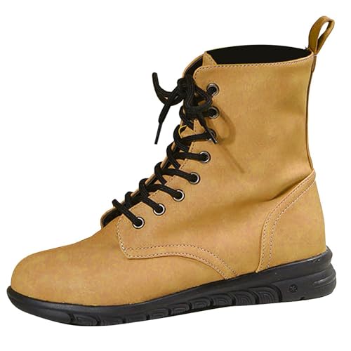 DKLOVIFU Winterboots Damen Stiefeletten Weite Stiefeletten Boots Gefüttert Winter Stiefel Schnürstiefel 161 von DKLOVIFU