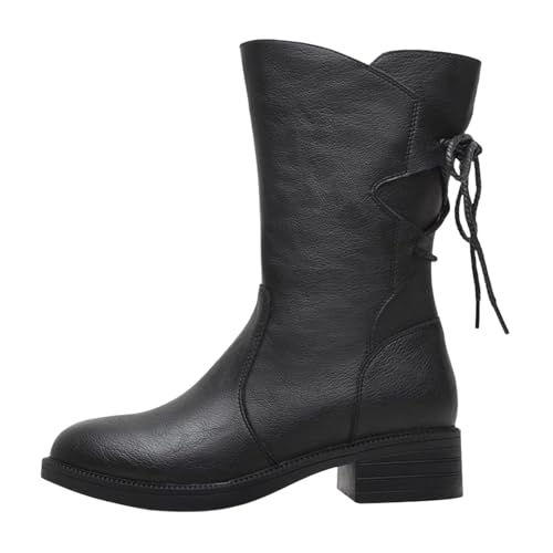 DKLOVIFU Stiefeletten Damen Trachten Elegant Wildleder Halbstiefel Spitz Schlupfschuhe Mittelalter Stiefel Mit Schnalle Absatz Ankle Boots Halbhoch Westernstiefel Damenstiefel von DKLOVIFU