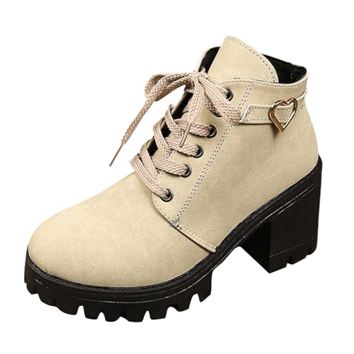 DKLOVIFU Winter Boots Damen Modische, Lässige Stiefeletten im britischen Stil für Damen, Schwarze Stiefeletten mit Dickem Absatz DKLOVIFU Winter Boots Damen Modische, Lässige Stiefeletten im britischen Stil für Damen, Schwarze Stiefeletten mit Dickem Absatz von DKLOVIFU
