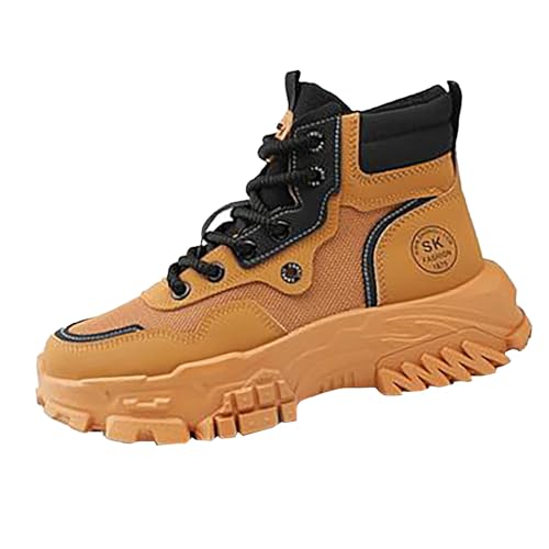 DKLOVIFU Worker Boots Herren Arbeitsschuhe Herren S1 Arbeitsschuhe Männer Work Boots Men Sicherheitsschuhe mit Drehverschluss Boots Wasserdicht Herren Sicherheitsschuhe Beige von DKLOVIFU