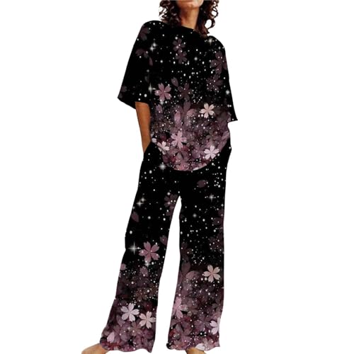 Kurze Pyjama Damen Nachthemden für Damen Schlafanzug Kurz Damen Pyjamahose Damen 3/4 Schlafhemd Damen Seiden Pyjama Frauen Angebote des Tages Heute Damen von DKLOVIFU