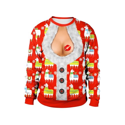Weihnachtspullover Led Pullover Damen Elegant Shirt Herren Lustig Weihnachtspulli Ugly Weihnachtspullover Elch Damen Christmas Sweater Pullover Schwarz Weiß Gestreift Damen von DKLOVIFU