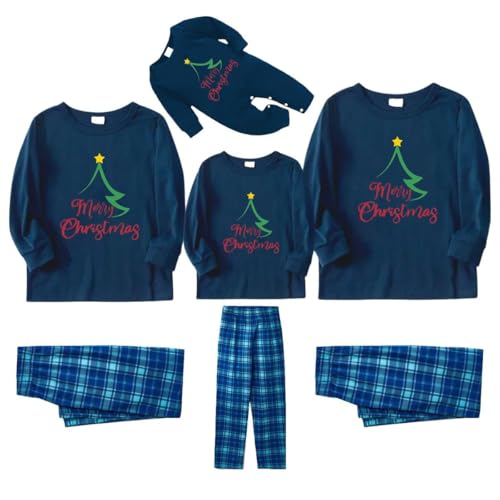 Weihnachtspyjama Familie Set Schlafanzug Herren Kurz Schlafanzug Familie Set Weihnachten Flanell Pyjama Damen Kariert Herren Shorty Pyjama Kurz 4XL Weihnachten Pyjama Familie Set Pyjama Set Unisex von DKLOVIFU