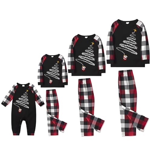 Weihnachtspyjama Familie Set Weihnachtspullover Kinder Weihnachts Pyjama Family Set Weihnachtspullover Mutter Tochter Schlafanzug Damen Lang Knopfleiste Weihnachtsanzug Familie Pyjama Mutter von DKLOVIFU