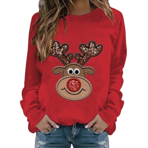 Weihnachtsshirt Herren Sweatshirt Damen Oversized Weihnachts Tshirt Herren Lustig Ugly Pullover Weihnachten Weinachts Pullover Herren Christmas Pulli Langarm Shirt von DKLOVIFU