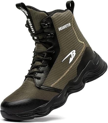 Worker Boots Herren Arbeitsschuhe Leicht Rutschfest Damen Männer Winter Wasserdicht Sicherheitsschuhe Schwarz von DKLOVIFU