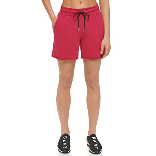 DKNY Women's Sport Metallic Logo Casual Shorts, Black Cherry, Extra Large von DKNY