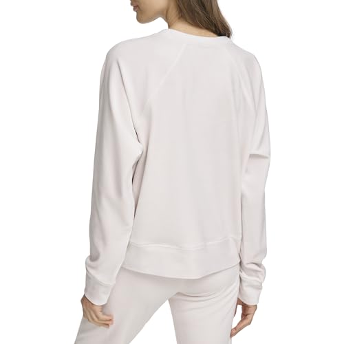 DKNY Women's Platinum Velour Pullover Sweater, White, Small von DKNY