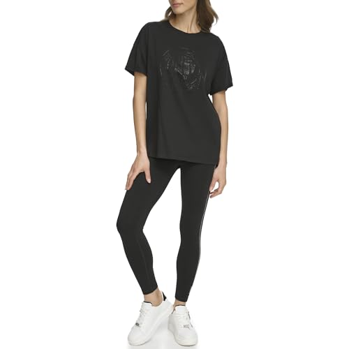 DKNY Women's Rhinestone Medallion T-Shirt, Black, XS von DKNY