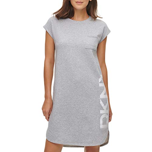 DKNY SPORTSWEAR Damen P0rd1b2j Cap SLV Logo T-Shirt, Kleid, grau meliert, Groß von DKNY