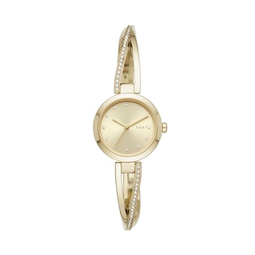 DKNY Damenuhren Crosswalk, Dreizeigeruhrwerk, 26mm GoldEdelstahlgehäuse mit Edelstahlarmband, NY2830 von DKNY