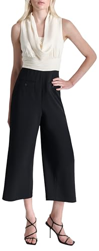 DKNY,Women's Dresses,S/L Cowlneck Patch P, Eggshell/BLK,6 von DKNY