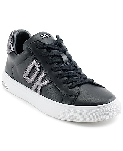 DKNY Damen Abeni Lace Up Leather Sneaker, Black/Dark Gunmetal, 37 EU von DKNY