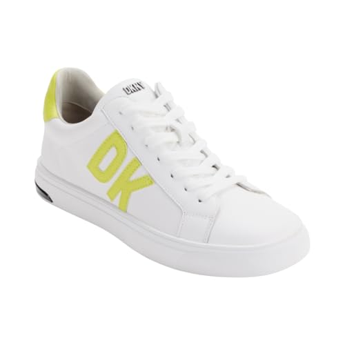 DKNY Damen Abeni Sneaker, White/Fluorescent Yellow, 36 EU von DKNY