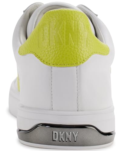 DKNY Damen Abeni Lace-Up Sneakers Sneaker, White/Fluorescent Yellow, 39 EU von DKNY