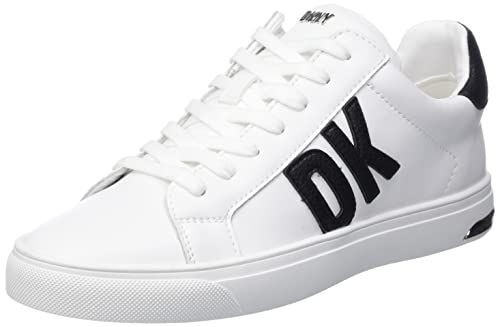 DKNY Damen Abeni Lace-up Leather Sneakers Sneaker, Brght Wt/Bk, 36 EU von DKNY