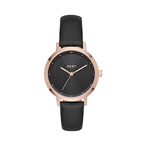 DKNY Damenuhren The Modernist, Dreizeiger Uhrwerk, 32mm Rose Gold Edelstahlgehäuse mit Lederarmband, NY2641 von DKNY