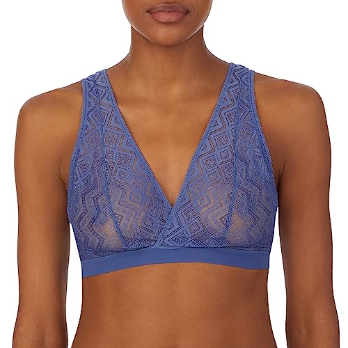 DKNY Damen Bralette aus Reiner Spitze BH, Grau/Blau, X-Large von DKNY