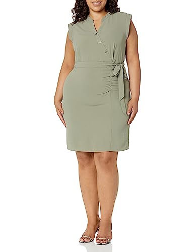 DKNY Damen Cap Sleeve Wear to Work V-Ausschnitt, Oliv/Blatt für mich (Leaf It to Me), 42 von DKNY