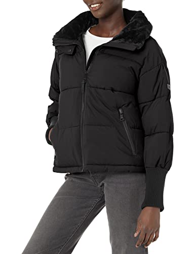 DKNY Damen Dkny Outerwear Women's, Quilted Jacket, Zipfront With Collar And Pockets JACKET, Schwarz, M EU von DKNY