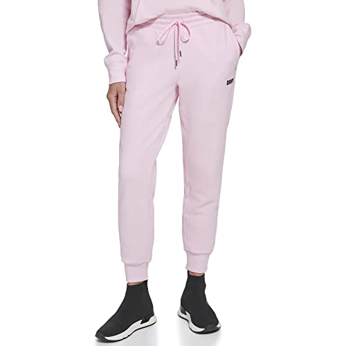 DKNY Damen Sport Metallic Stripe Logo Fleece Sweatpant Trainingshose, Pink Lady, S von DKNY