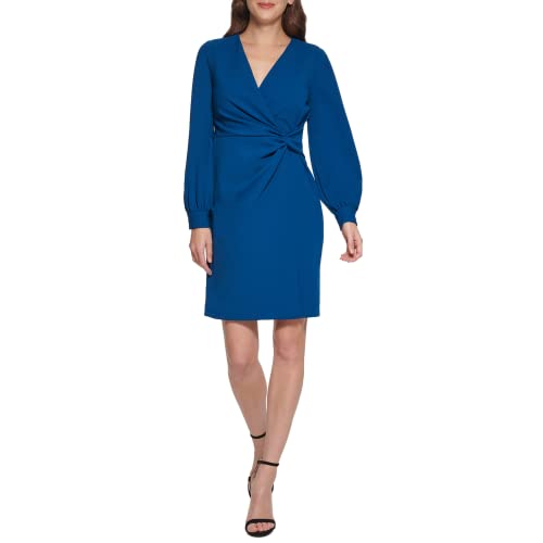 DKNY Damen Seitlicher Knoten, V-Ausschnitt Kleid, Dp Ocean, 36 von DKNY