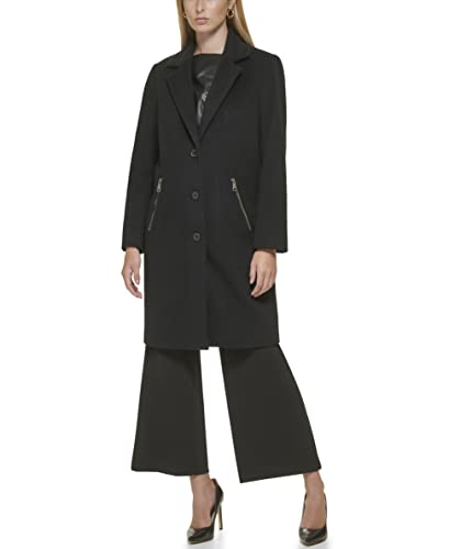 DKNY Damen Dkny Outerwear Women's, Button Coat, Pocket With Zip COATS, Schwarz, M EU von DKNY