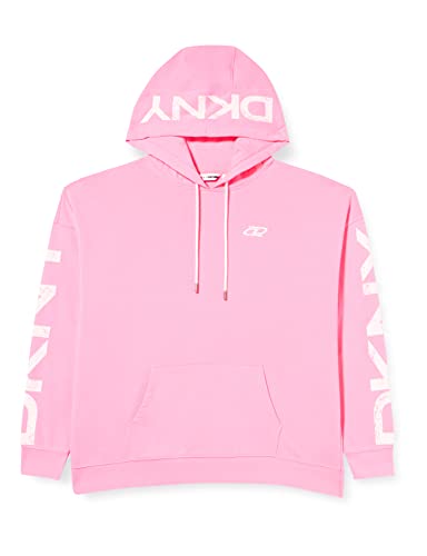 DKNY Damen Dkny Sport Women's Crackle Logo Pullover Hoodie Shirt, Laser Pink, M EU von DKNY