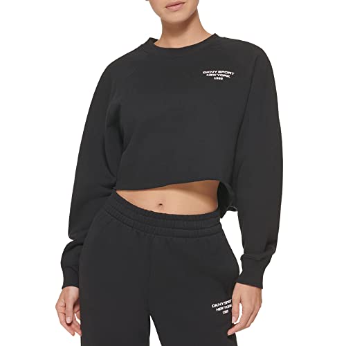 DKNY Damen Dkny Sport Women's Hd Mini Logo Cropped Pullover Shirt, Schwarz, L EU von DKNY