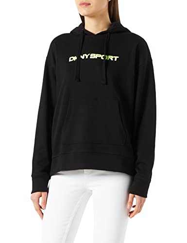 DKNY Damen Dkny Sport Women's Layered Shadow Logo Pull Over Hoodie Shirt, Schwarz, L EU von DKNY