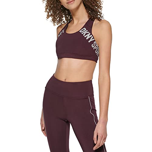 DKNY Damen Dkny Sport's Women Reflective Logo Low Impact W/Removable Cups Training Bra, Currant, L EU von DKNY