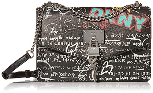 DKNY Damen Elissa Lg Shoulder B Schultertasche, Schwarzer Graffiti von DKNY