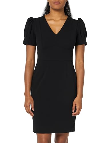 DKNY Damen Etuikleid Kleid, Schwarz/Schwarz, 38 von DKNY