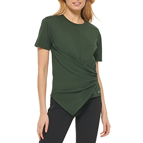 DKNY Damen Everyday Wrap Soft Top Hemd, Cadet Green, Groß von DKNY