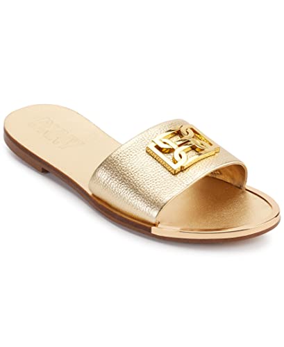 DKNY Damen Gracen Leather Flat Slide, Gold, 37.5 EU von DKNY