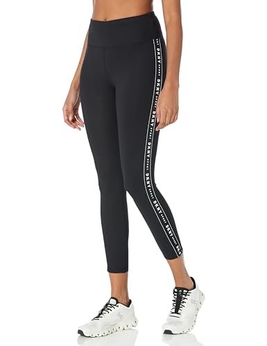 DKNY Damen HW 7/8 Leggings Logo Taping, Schwarz/Schwarz, X-Groß von DKNY