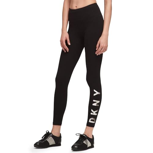 Dkny Damen High Rise Logo Leggings, Schwarz, S von DKNY