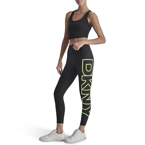 DKNY Damen High Waist 7/8 Exploded Logo Tight Leggings, Zest, XS EU von DKNY