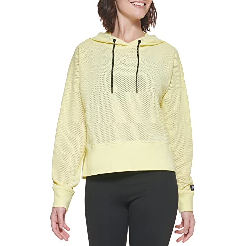 DKNY Damen Hoodie Sprint Mesh Top, Zitronentorte, Klein von DKNY