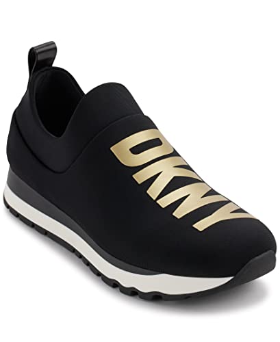 DKNY Damen Jadyn Slip On Neoprene Sneaker, Black/Gold, 37.5 EU von DKNY